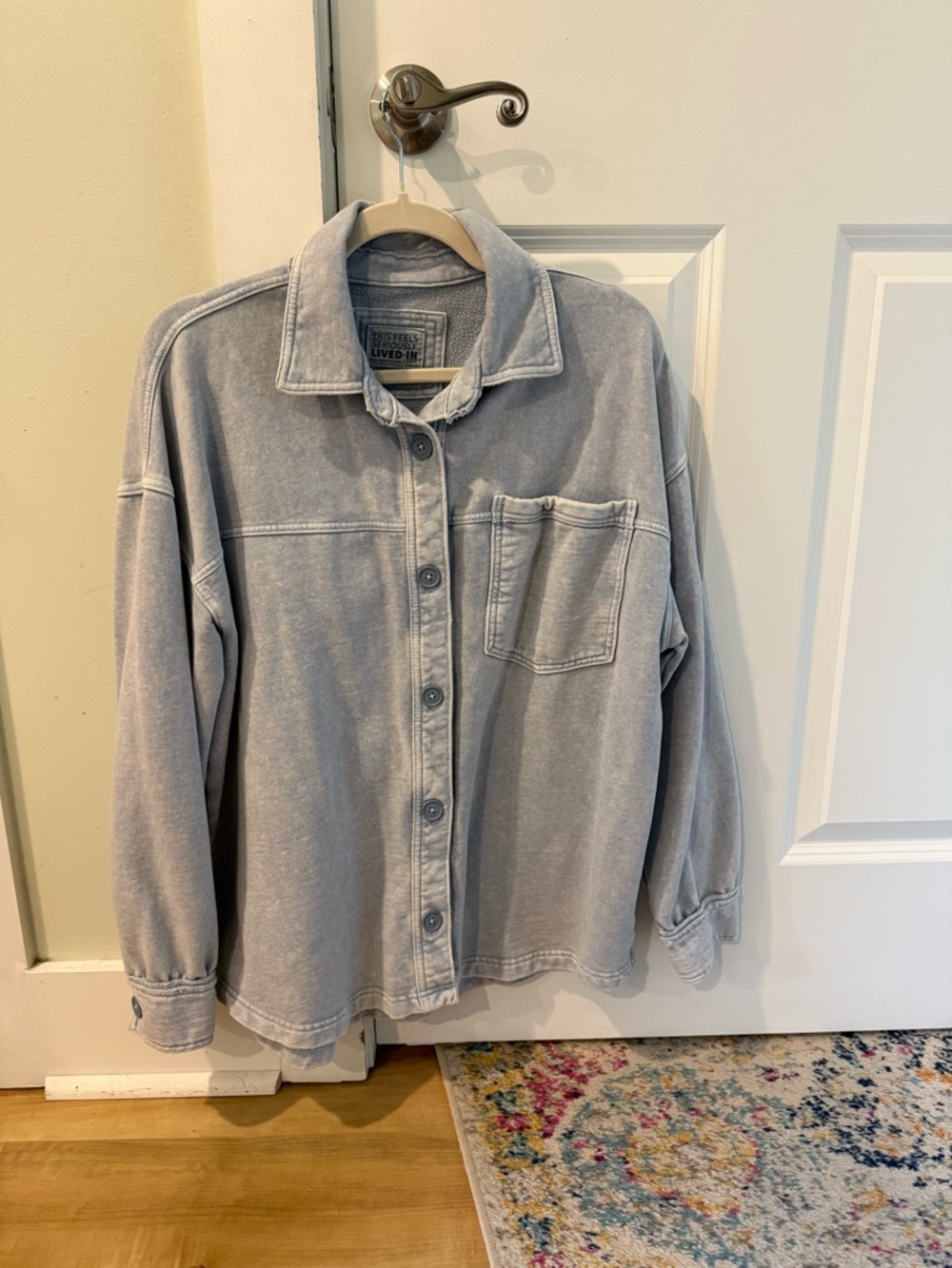 American Eagle Lived-In Blue Oversized Shacket | Soft Lightweight Jacket - Small
